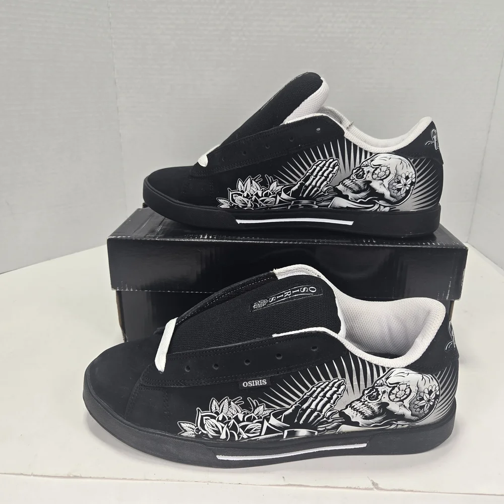 Osiris Serve x Maxx242 Prayers Black and White Graphic Sneakers Men's Size 8.5